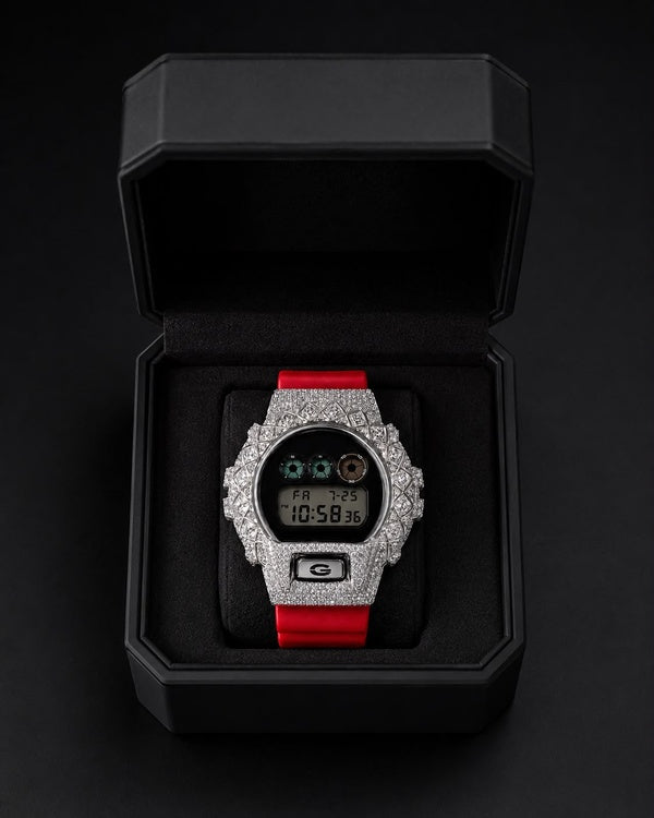 VVS Moissanite Bust Down Luxury Watch | Red Sport Edition