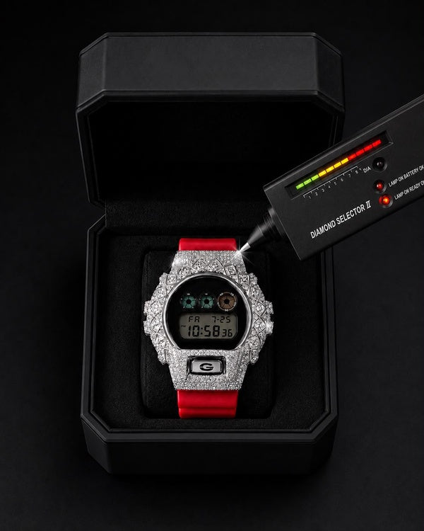 VVS Moissanite Bust Down Luxury Watch | Red Sport Edition