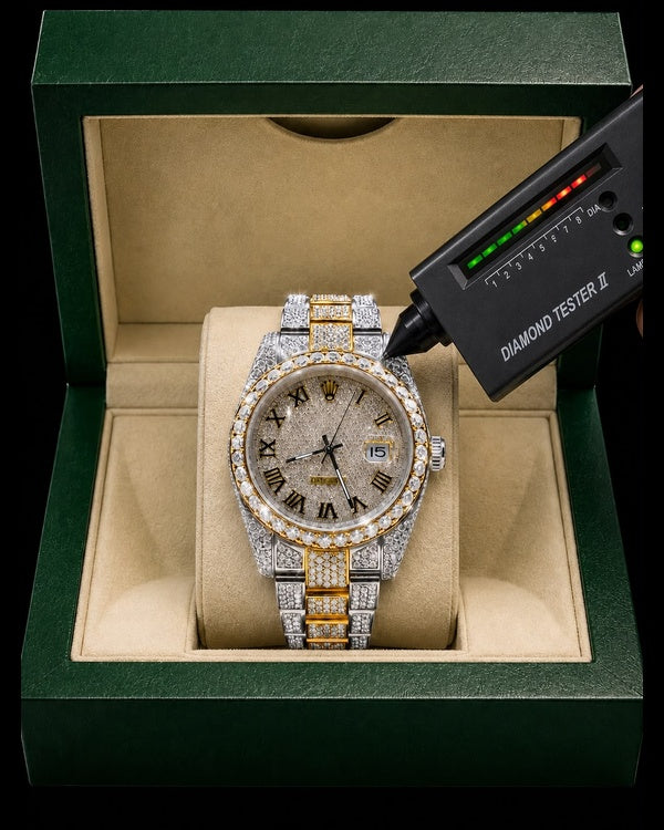Two-Tone VVS Moissanite Iced-Out Watch | Gold & Silver Luxury Edition