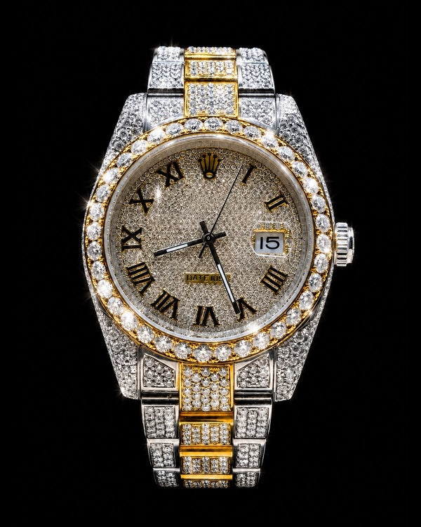 Two-Tone VVS Moissanite Iced-Out Watch | Gold & Silver Luxury Edition