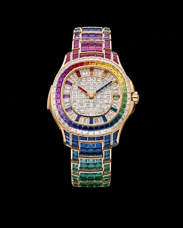 Rainbow Baguette Iced-Out Luxury Watch | Rose Gold-Tone Edition