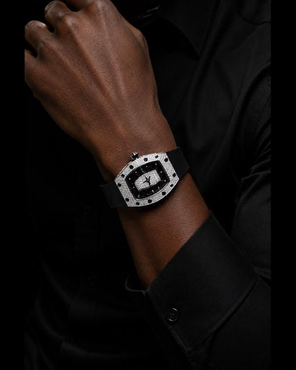 Black VVS Moissanite Iced-Out Tonneau Watch | Luxury Edition