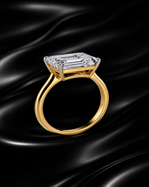 2 Carat Emerald Cut Moissanite or Lab-Grown Diamond Engagement Ring in 925 Sterling Silver