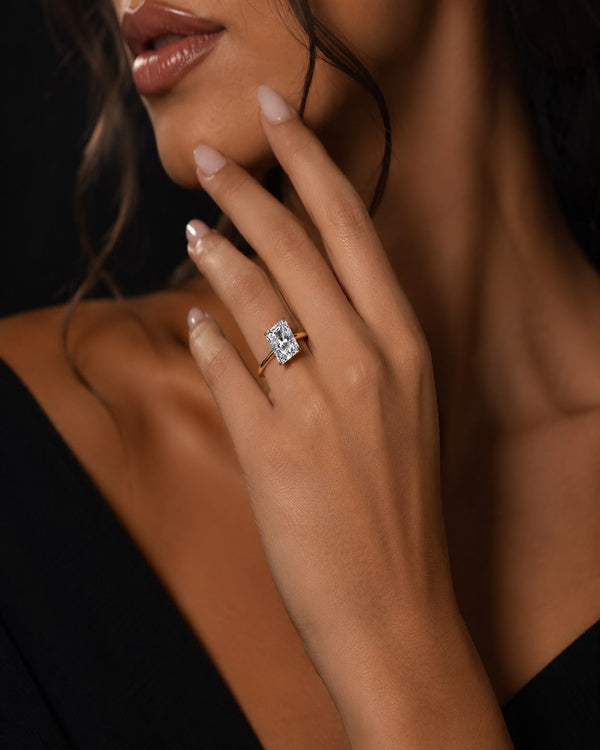 2 Carat Emerald Cut Moissanite or Lab-Grown Diamond Engagement Ring in 925 Sterling Silver