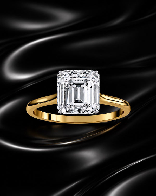 2 Carat Emerald Cut Moissanite or Lab-Grown Diamond Engagement Ring in 925 Sterling Silver