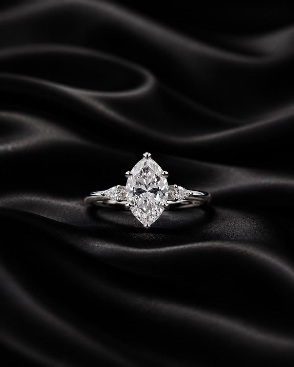2 Carat Marquise Cut Three-Stone Engagement Ring | Moissanite or Lab-Grown Diamond