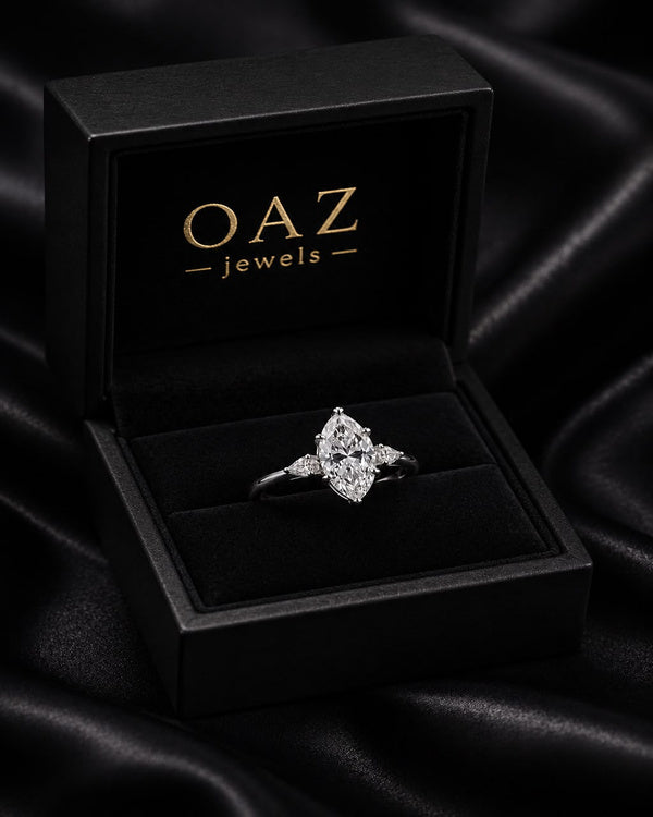 2 Carat Marquise Cut Three-Stone Engagement Ring | Moissanite or Lab-Grown Diamond