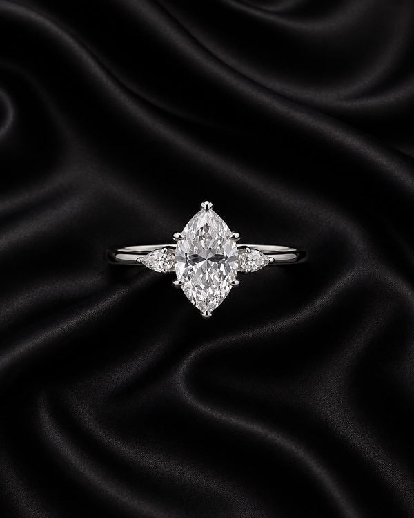 2 Carat Marquise Cut Three-Stone Engagement Ring | Moissanite or Lab-Grown Diamond