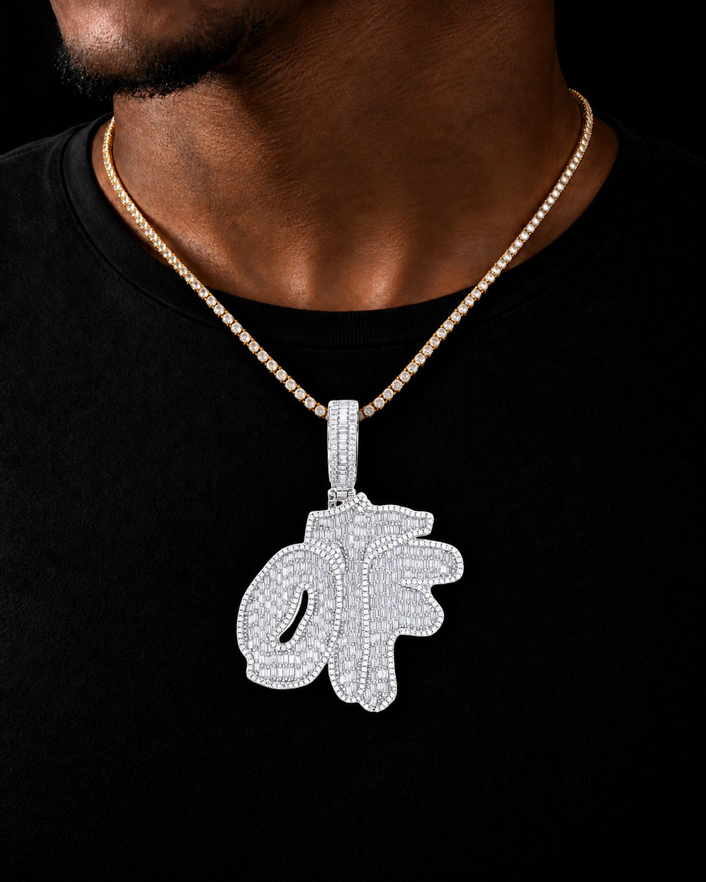 Baguette Moissanite Custom Letter Pendant – Iced Out VVS 925 Sterling Silver Hip-Hop Pendant