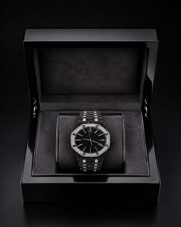 Black & White VVS Moissanite Iced-Out Luxury Watch | Full Iced Bracelet