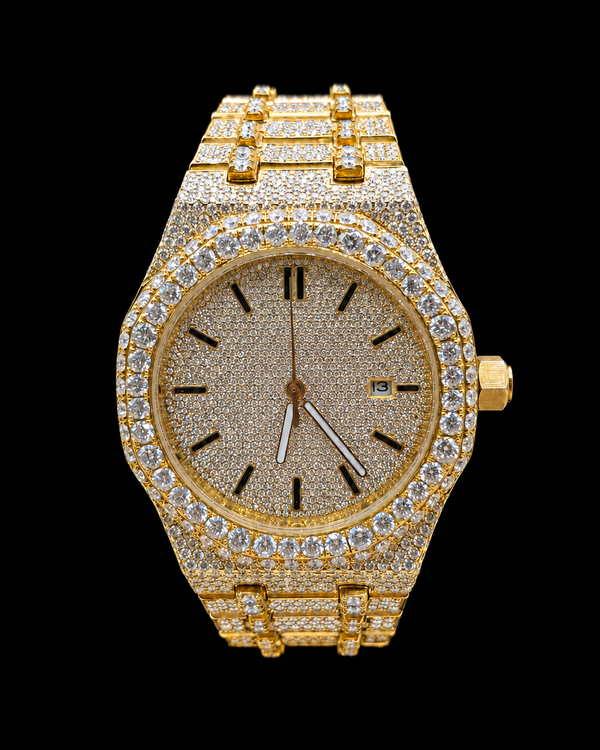 Yellow Gold VVS Moissanite Full Iced-Out Watch | Luxury Gold Edition