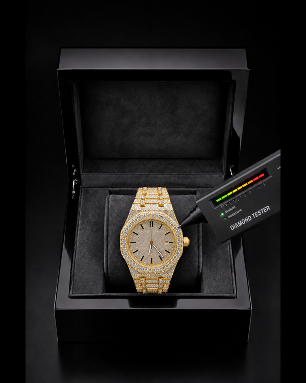 Yellow Gold VVS Moissanite Full Iced-Out Watch | Luxury Gold Edition