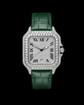 Green Strap VVS Moissanite Iced-Out Square Watch | Silver Luxury Edition