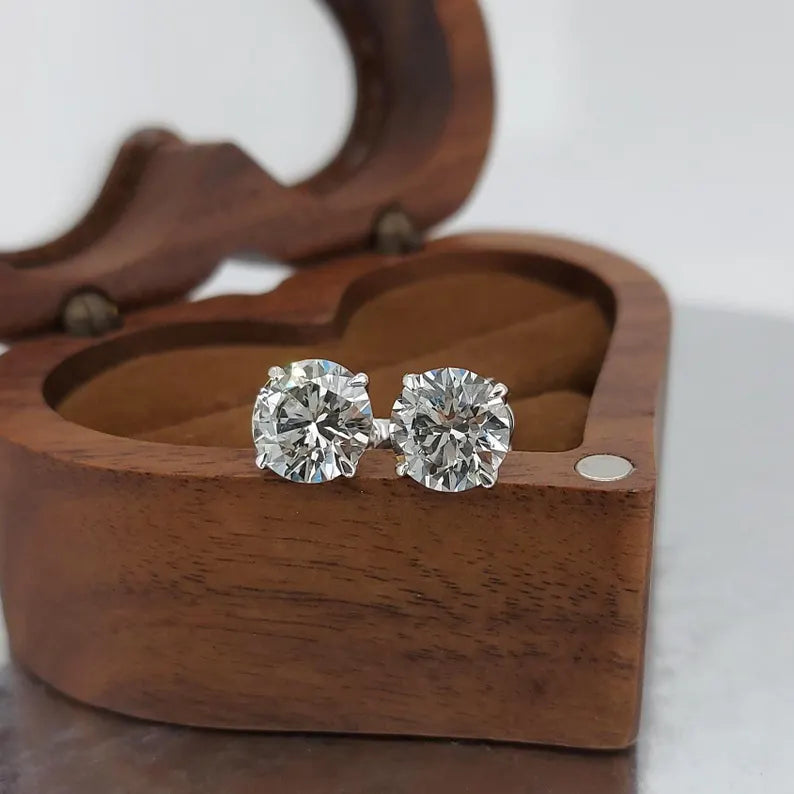 4ct total E, VVS2, IGI Certified lab grown Diamond Round Stud, White Gold Earrings, Diamond Studs, Birthday, Valentines Gift for her