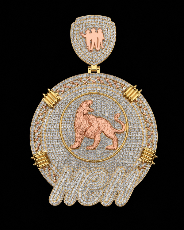 Lion Medallion VVS Moissanite Pendant | 925 Sterling Silver