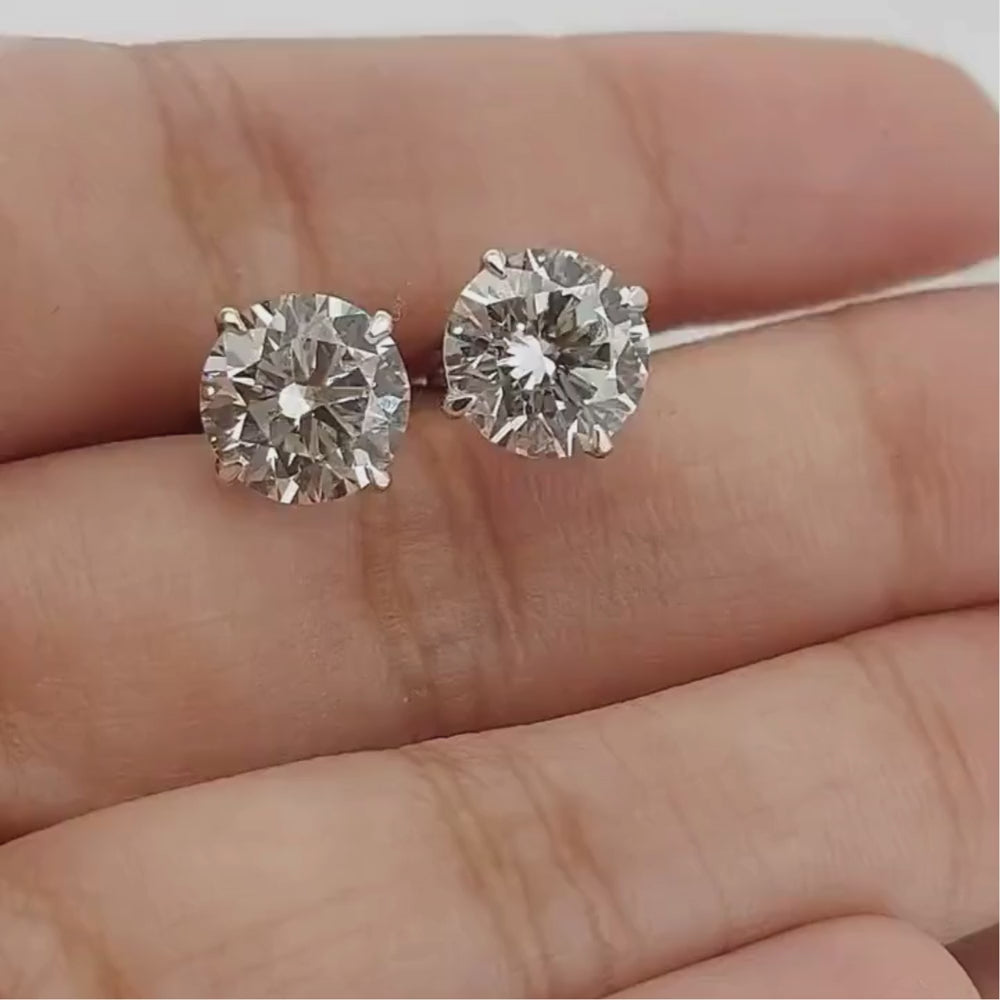 4ct total E, VVS2, IGI Certified lab grown Diamond Round Stud, White Gold Earrings, Diamond Studs, Birthday, Valentines Gift for her
