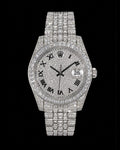 Men’s 41MM Fully Iced-Out Baguette Bezel Watch with Roman Numeral Dial