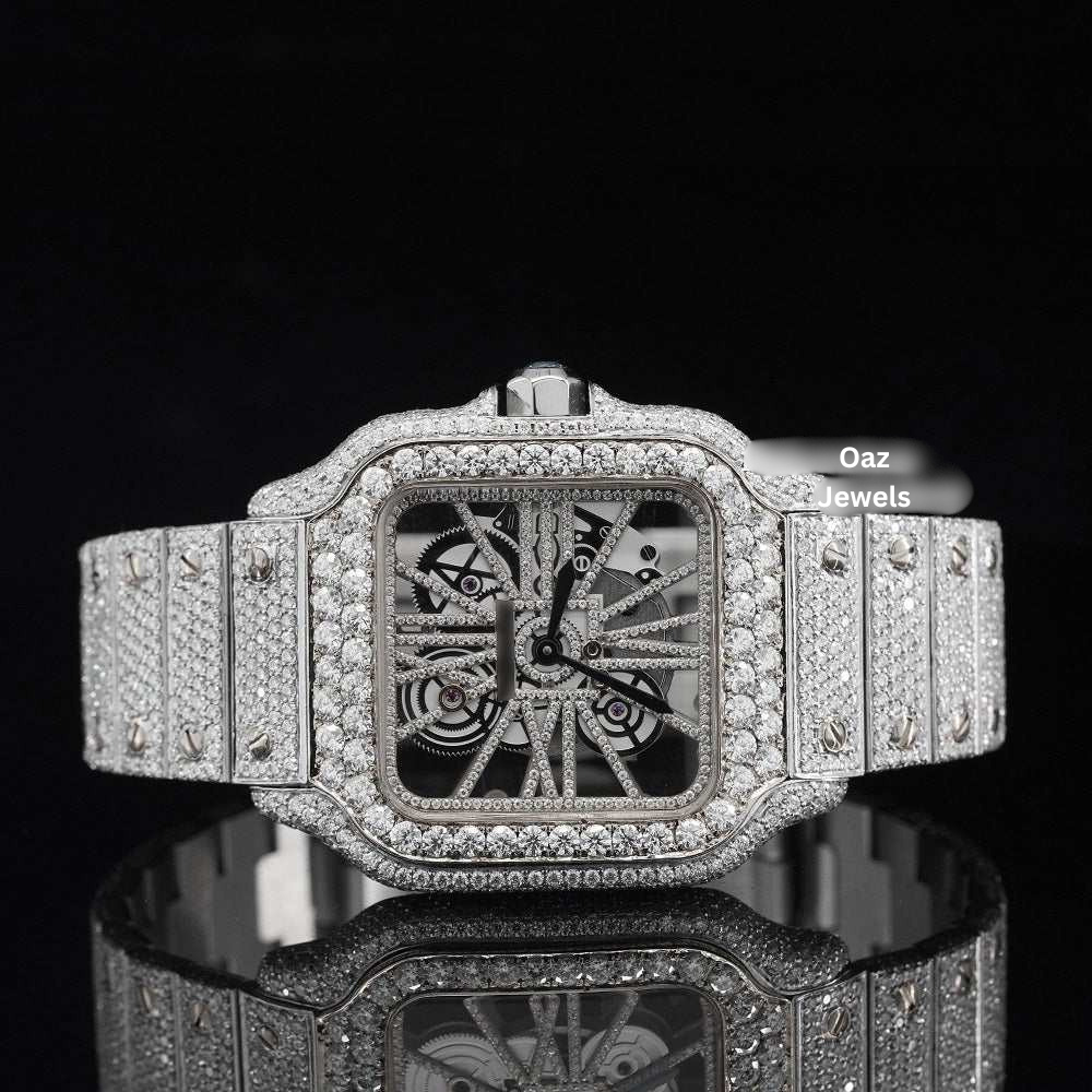 Elegant Automatic Transparent Hip Hop Style Moissanite Diamond Watch